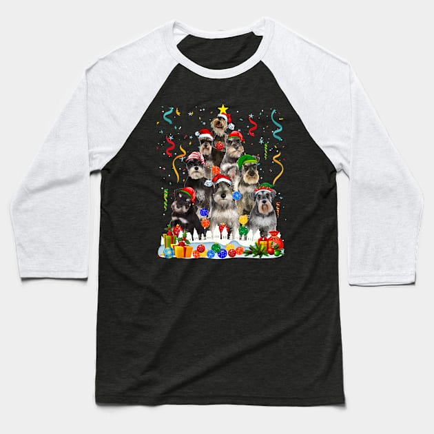 Funny Miniature Schnauzer Dog Christmas Tree Baseball T-Shirt by eldridgejacqueline